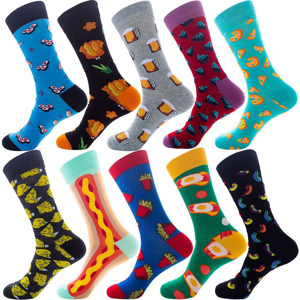 10 Pairs Autumn Fruits And Animal Dot Socks Colorful Funny Men Socks Wholesale